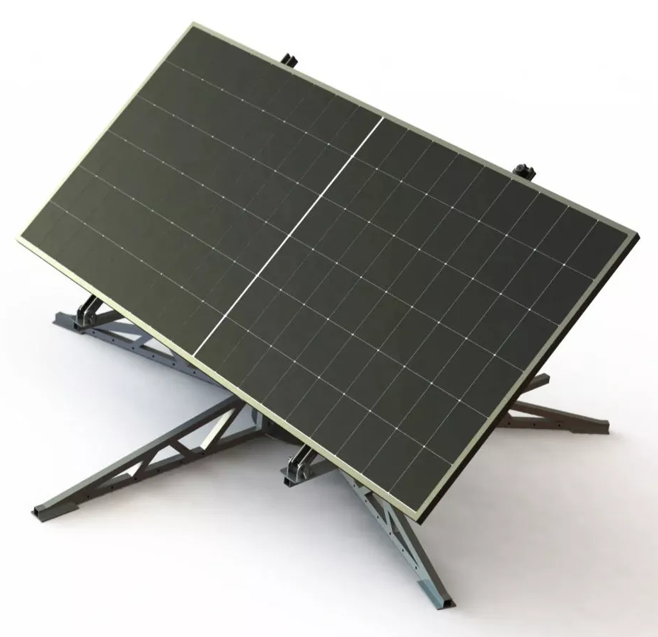 Kompakter Solar-Tracker mit Solarmodulen und niedriger Unterkonstruktion für Balkon und Dach